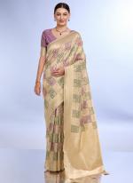 Cotton Cream Daily Wear Weaving Saree